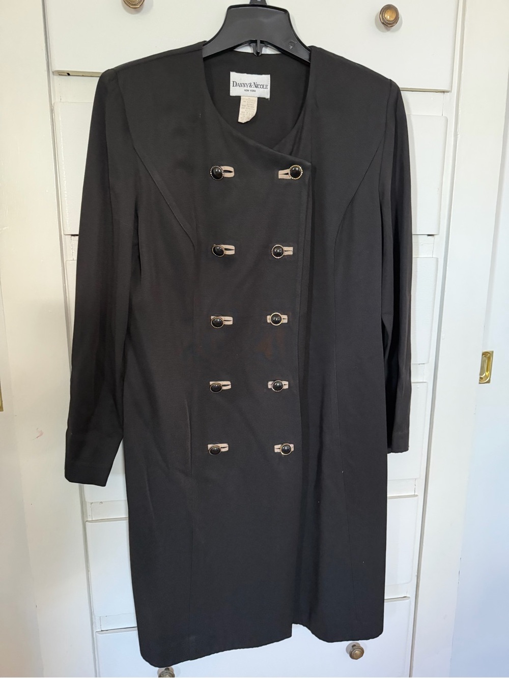 Vtg Danny & Nicole Black Button-Down Long-Sleeve Jacket Dress . Sz 14